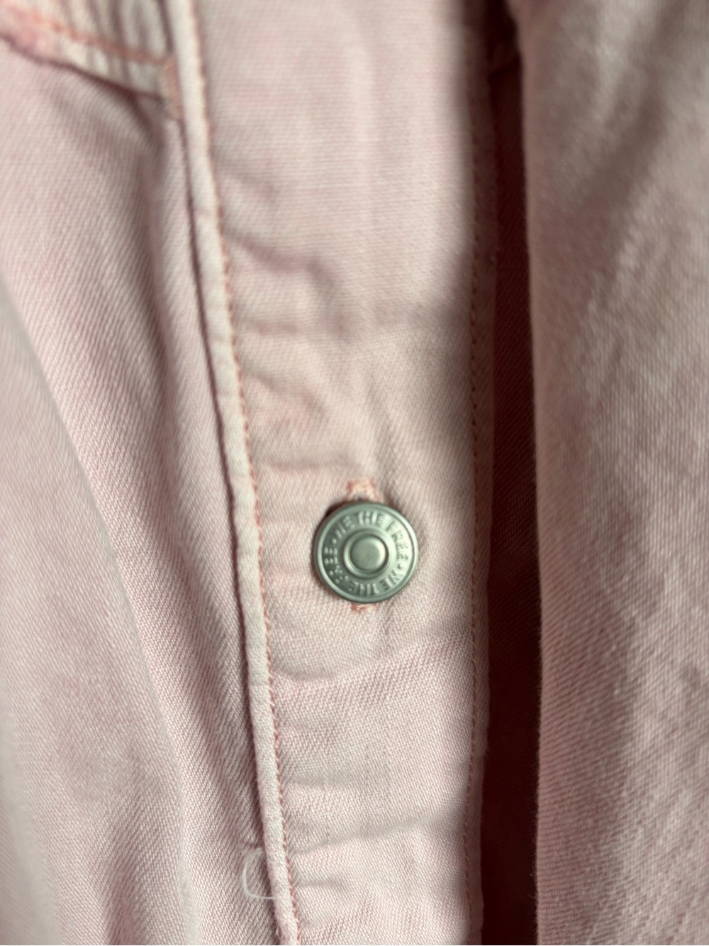 Free People We The Free Hannah Denim Mini Dress Pink Rare XL - Picture 6 of 9